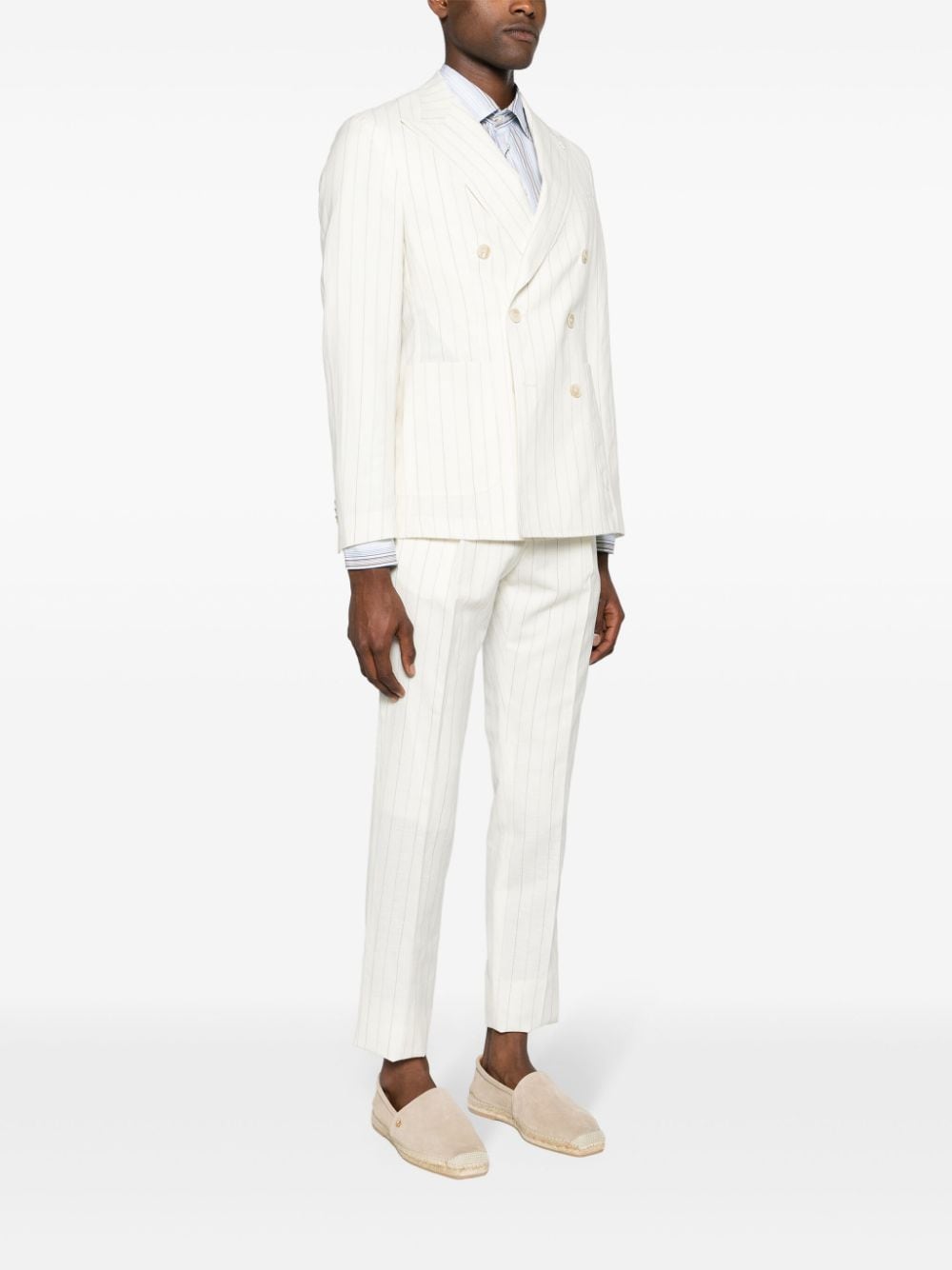 Shop Manuel Ritz Pinstriped Double-breasted Suit In White