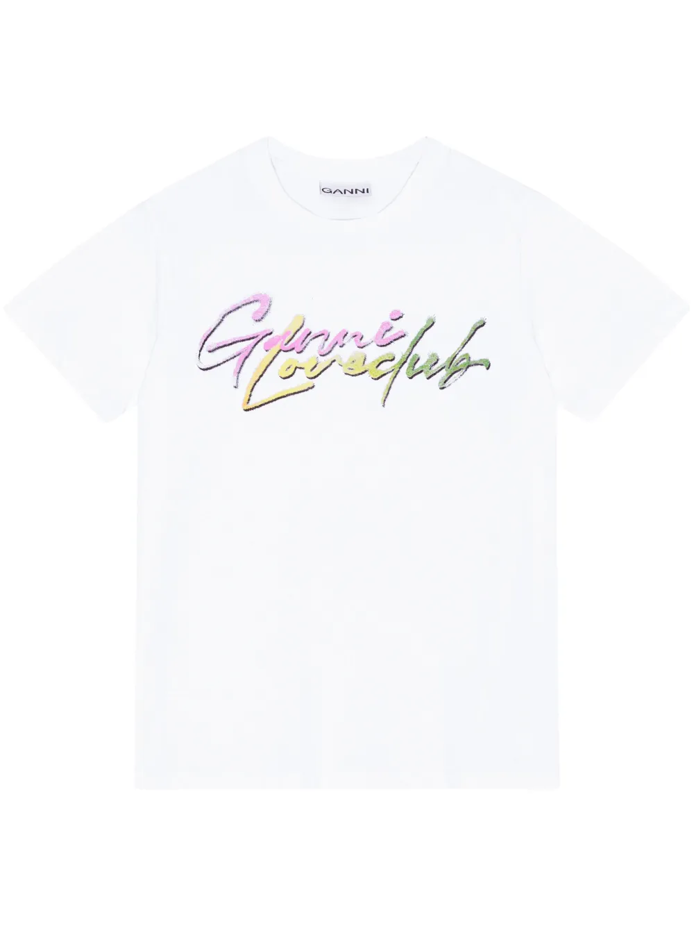 Shop Ganni Logo-print Cotton T-shirt In Weiss