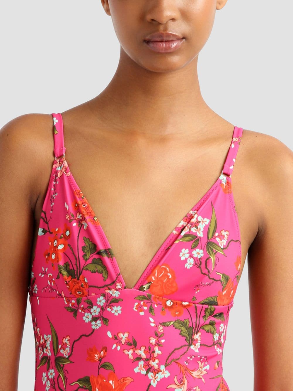 Shop Erdem Floral-print Swimsuit In Pink
