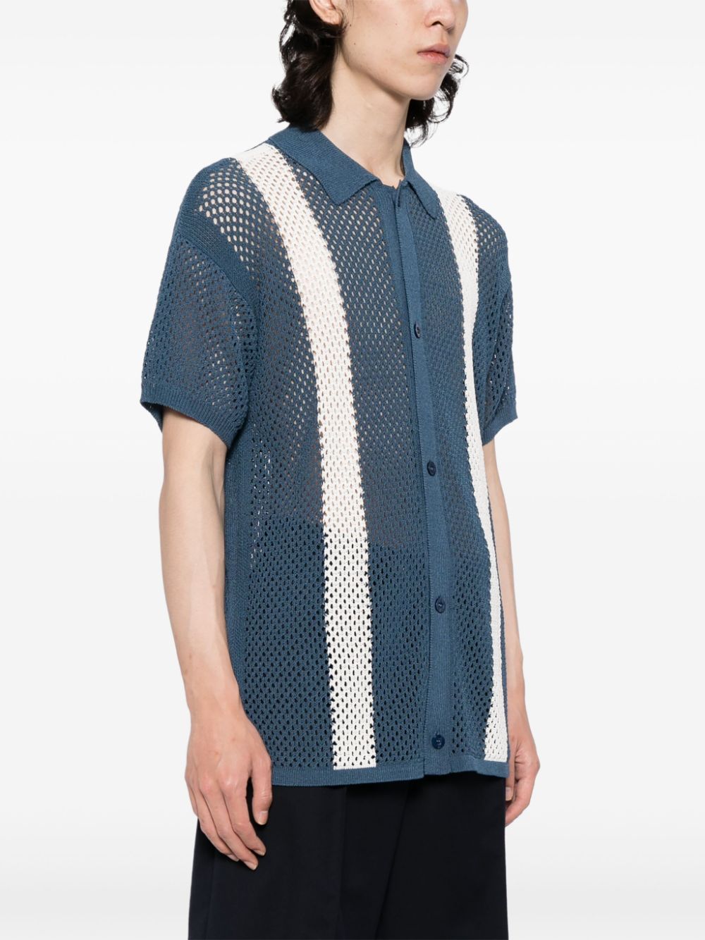 Shop Frescobol Carioca Castillo Crochet-knit Shirt In Blue