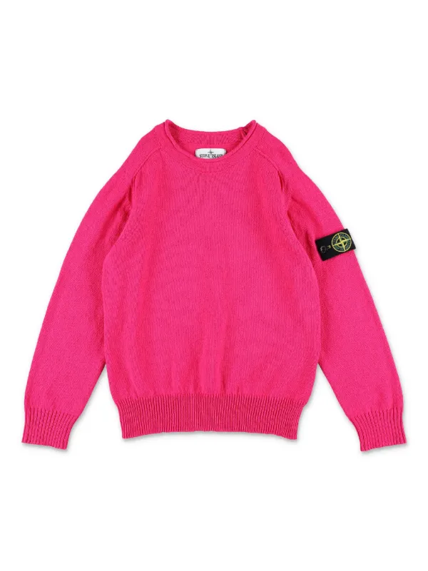 Stone Island Junior Compass-motif Knit Sweatshirt | Pink | FARFETCH GE