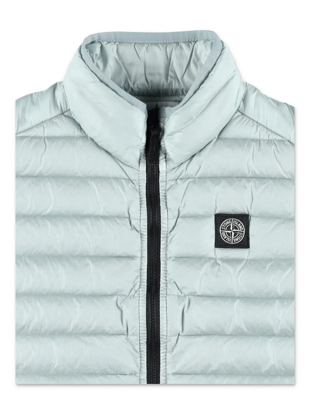 Stone Island Pearl Grey Nylon Padded Gilet With Logo Patch In Grey