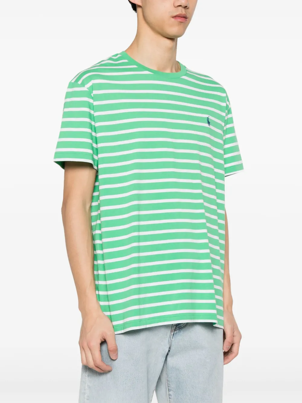 Polo Ralph Lauren Polo Pony-embroidered Striped T-shirt In Green