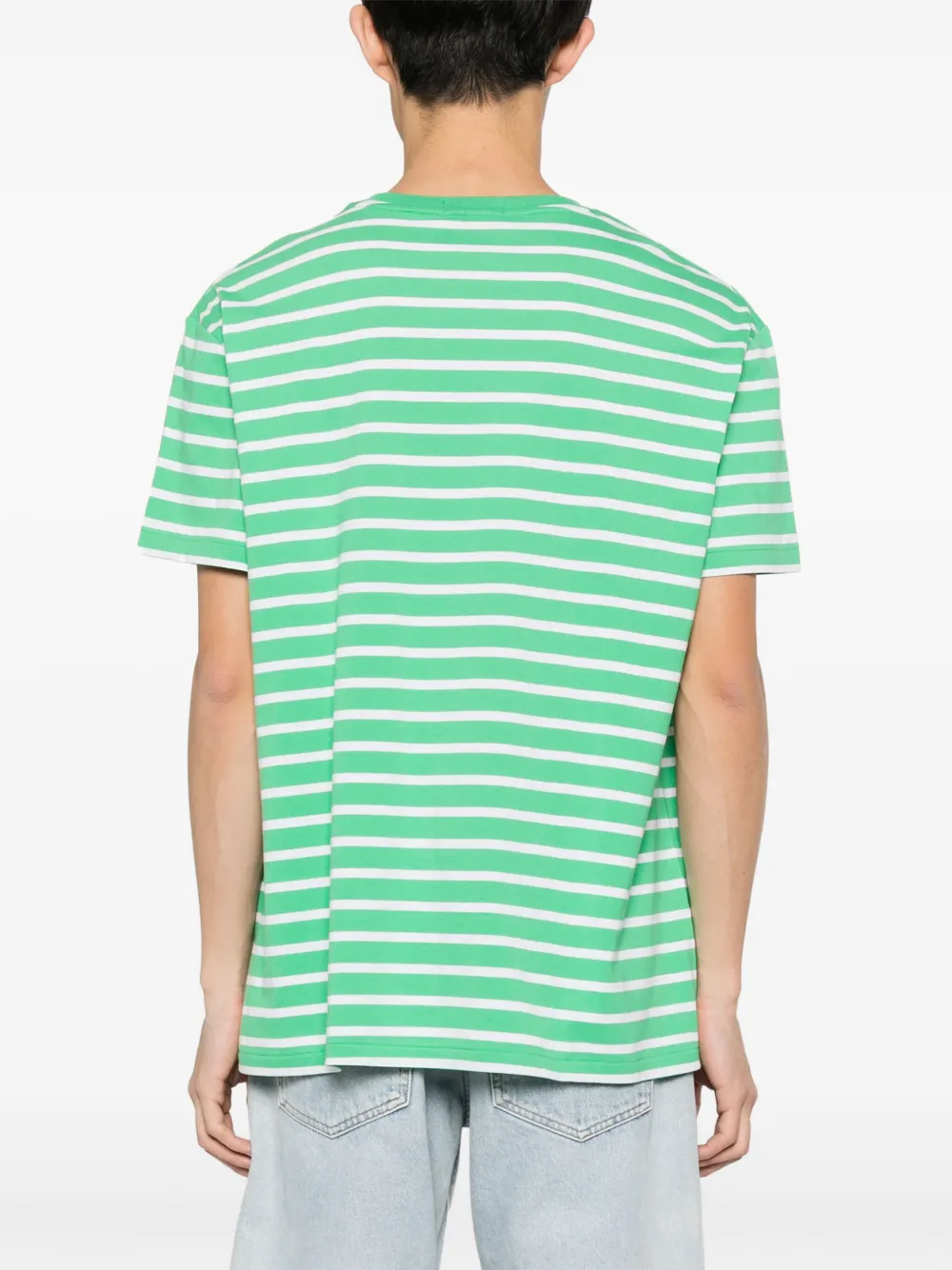 Polo Ralph Lauren Polo Pony-embroidered Striped T-shirt In Green