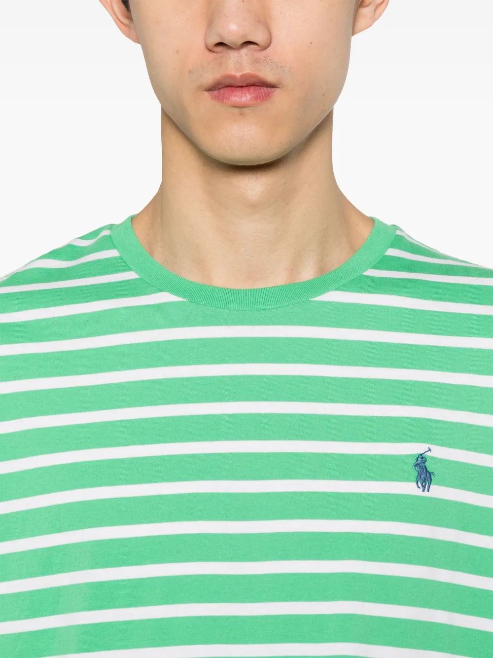 Polo Ralph Lauren Polo Pony-embroidered Striped T-shirt In Green