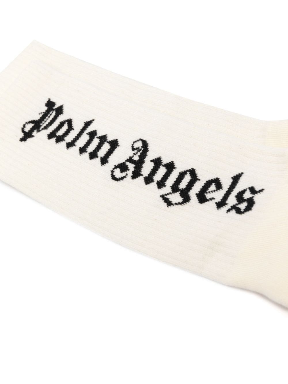 Shop Palm Angels Intarsia-logo Socks In Neutrals