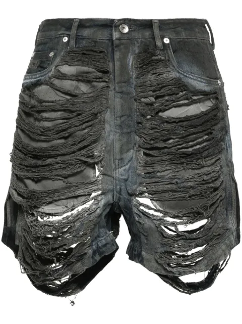 Rick Owens DRKSHDW distressed denim shorts