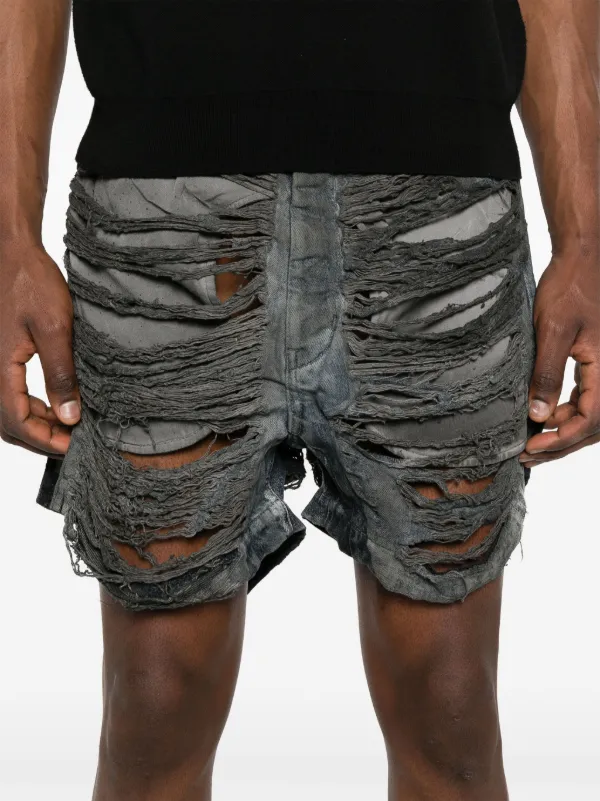 Rick Owens DRKSHDW ダメージ デニムショーツ | グレー | FARFETCH JP
