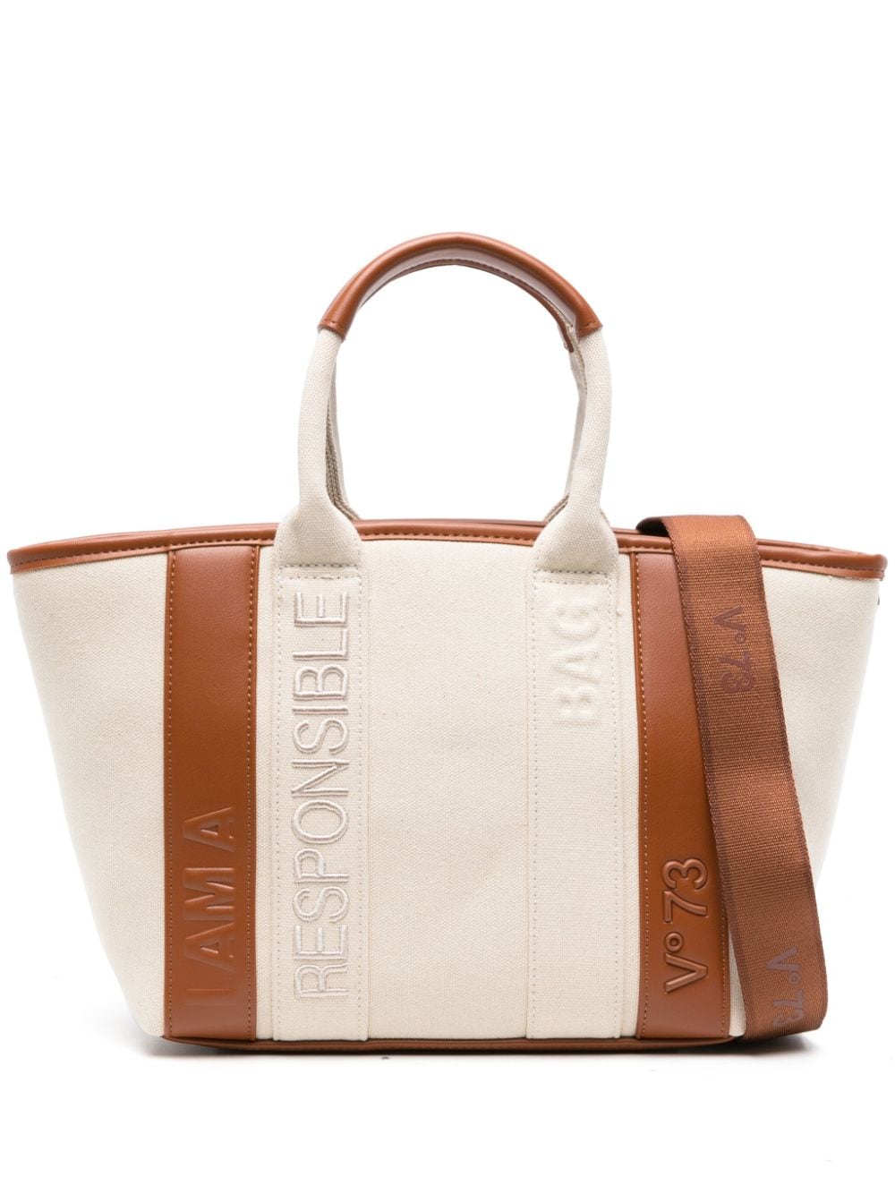 Shop V73 Responsibility Summe Canvas Tote Bag In White