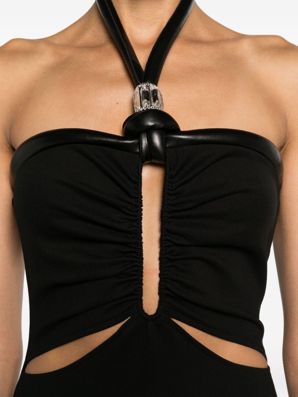 Shop David Koma Halterneck Ruflled Minidress In Black