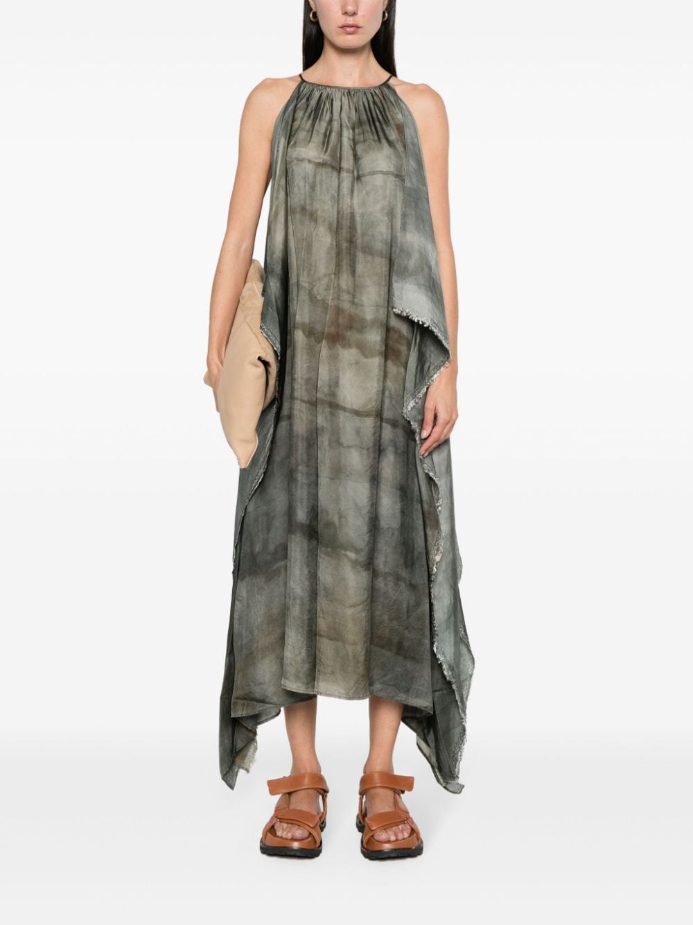 Uma Wang Ade maxi-jurk met abstracte print Groen