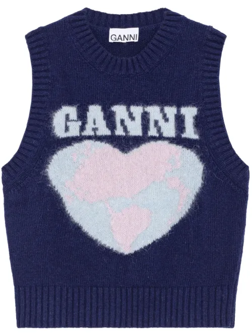 Débardeur à motif cœur en intarsia - GANNI - Modalova