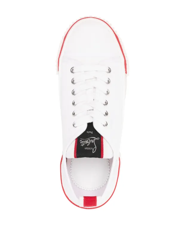 【Christian Louboutin】 Super Pedro CLプラットフォームスニー Super Pedro CL platform sneakers in beige - Christian