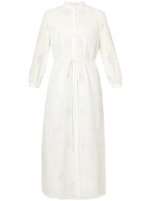 Robe-chemise mi-longue à empiècements en dentelle - ERDEM - Modalova