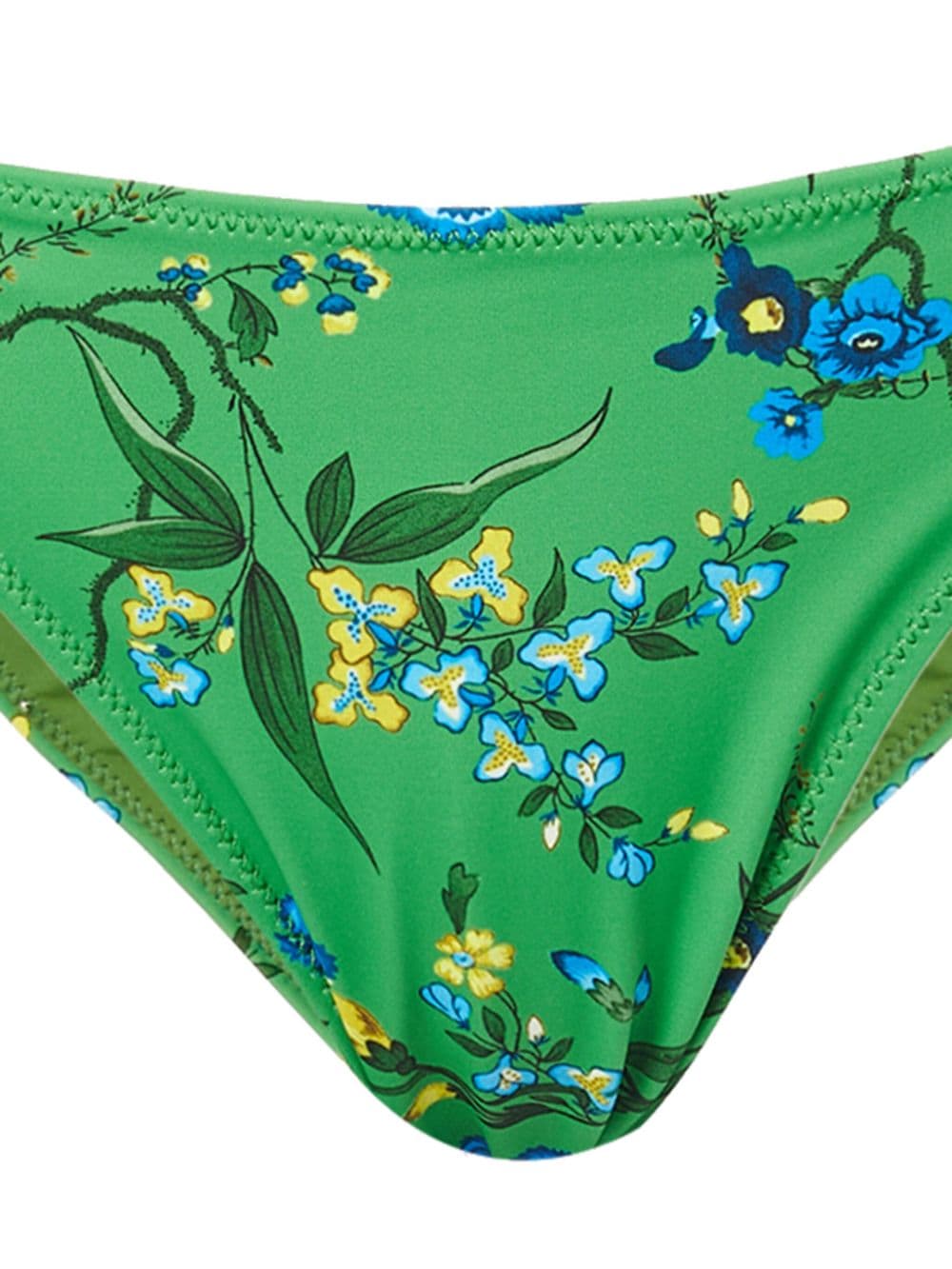 Shop Erdem Floral-print Tie-fastening Bikini Bottoms In Green