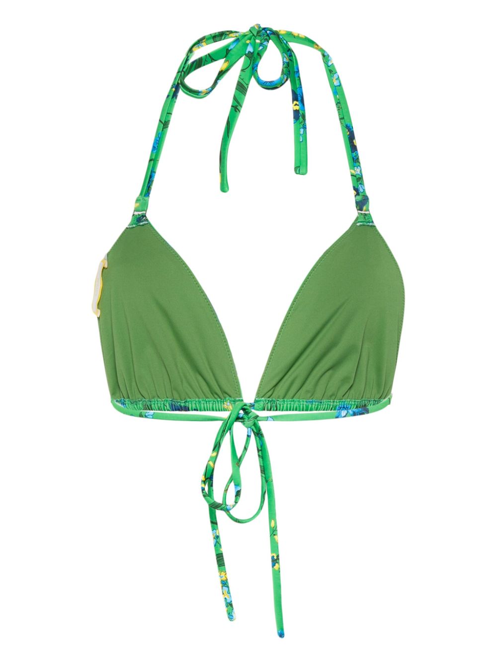 ERDEM floral-print tie-fastening bikini top - Green