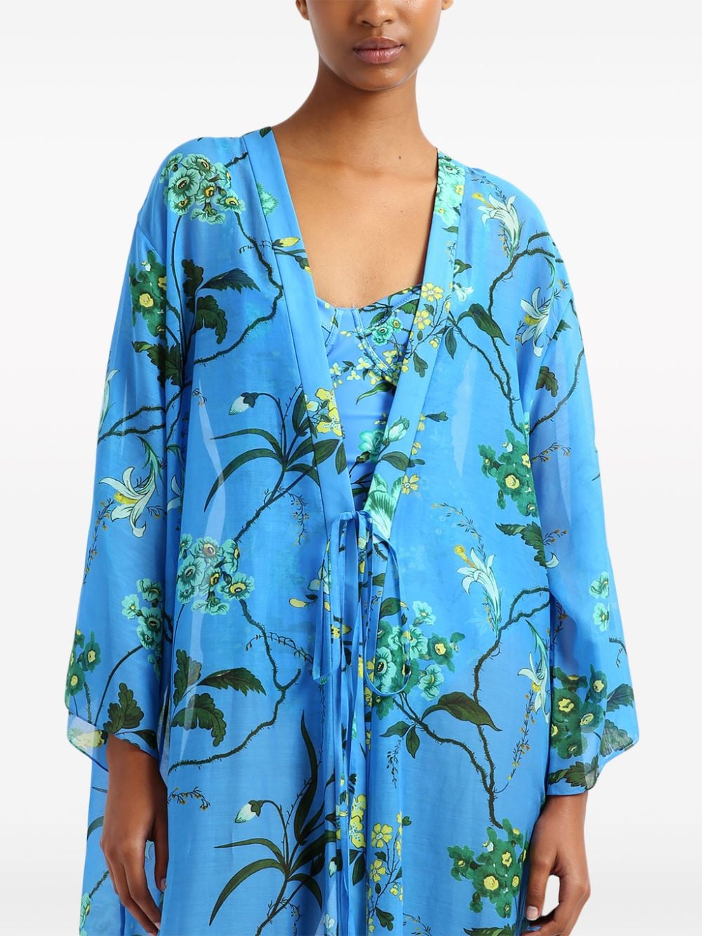 Shop Erdem Floral-print Cover-up Dress In Blue