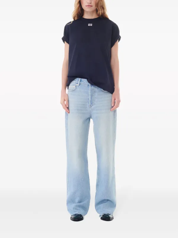 GANNI logo-embellished Cotton T-shirt | Blue | FARFETCH