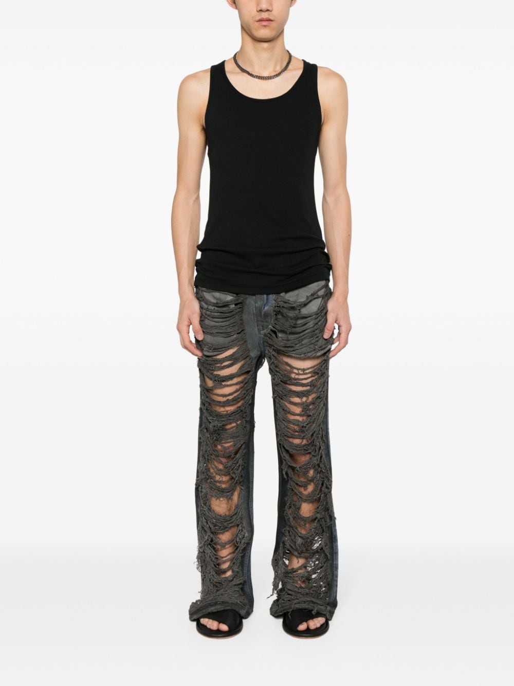 Shop Rick Owens Drkshdw Distressed Straight Jeans In Grey
