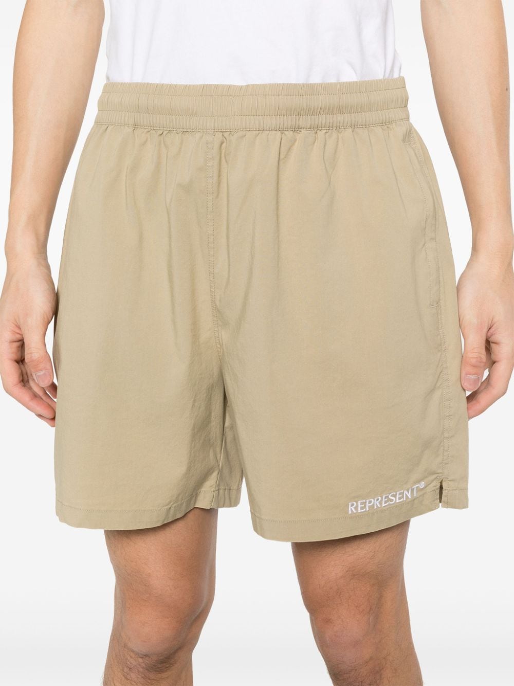 Represent Bermuda shorts met geborduurd logo Beige