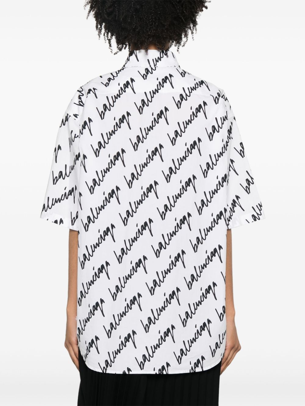 Balenciaga logo-print cotton shirt Wit