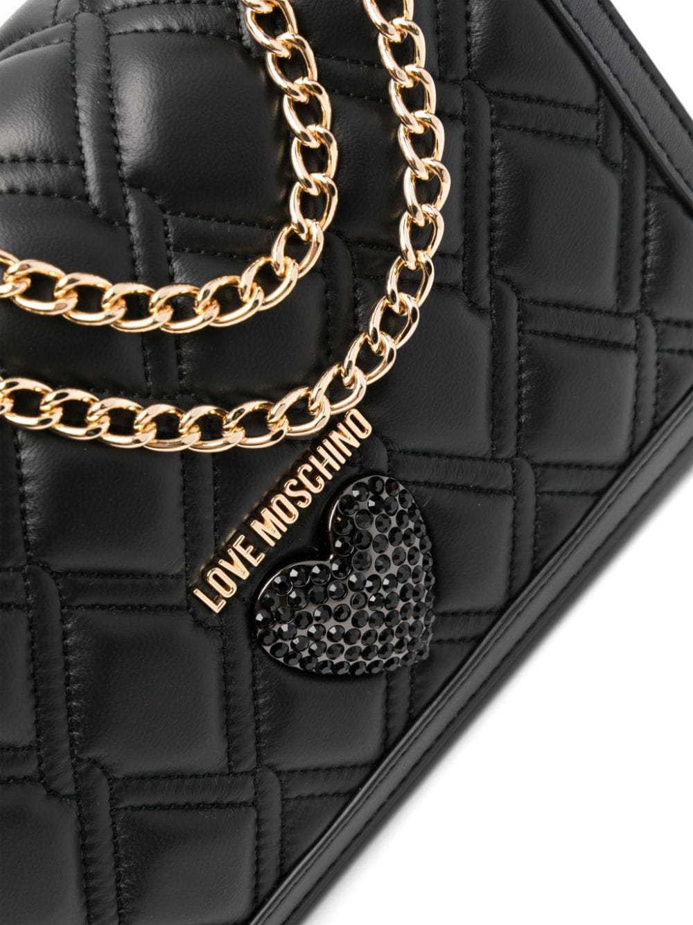 Shop Love Moschino Heart-plaque Cross Body Bag In Black