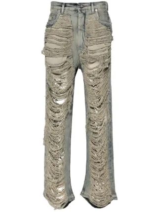Rick Owens DRKSHDW Geth ダメージ ジーンズ | ブルー | FARFETCH JP