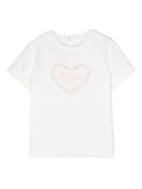 Fendi Kids T-Shirt mit Blumenstickerei