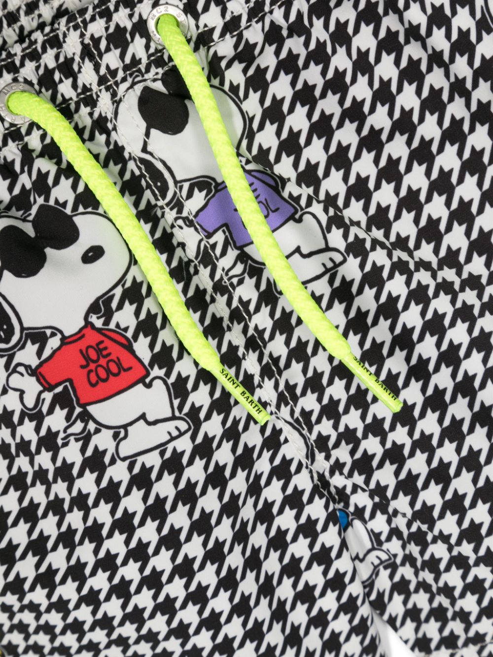 Shop Mc2 Saint Barth Snoopy-print Check-pattern Swim Shorts In Black
