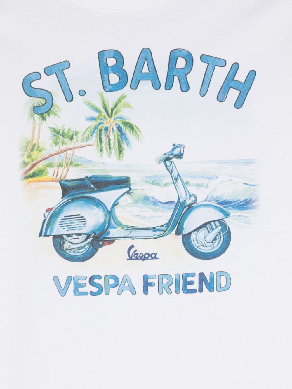 Shop Mc2 Saint Barth St. Barth Vespa Friend-print Cotton T-shirt In Weiss