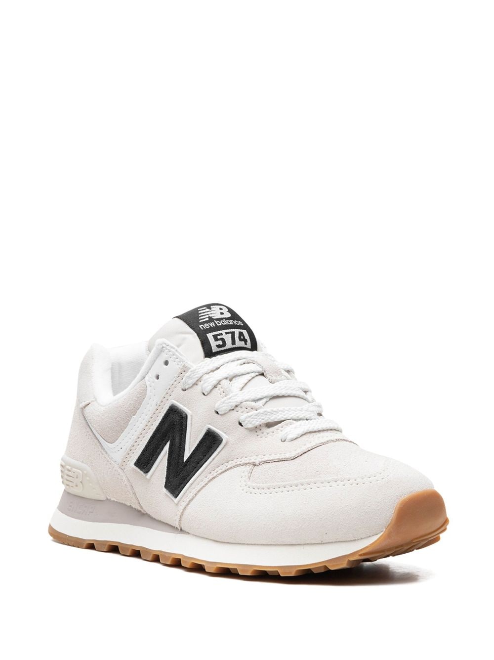 Shop New Balance 574 "black/nimbus/gum" Sneakers In White