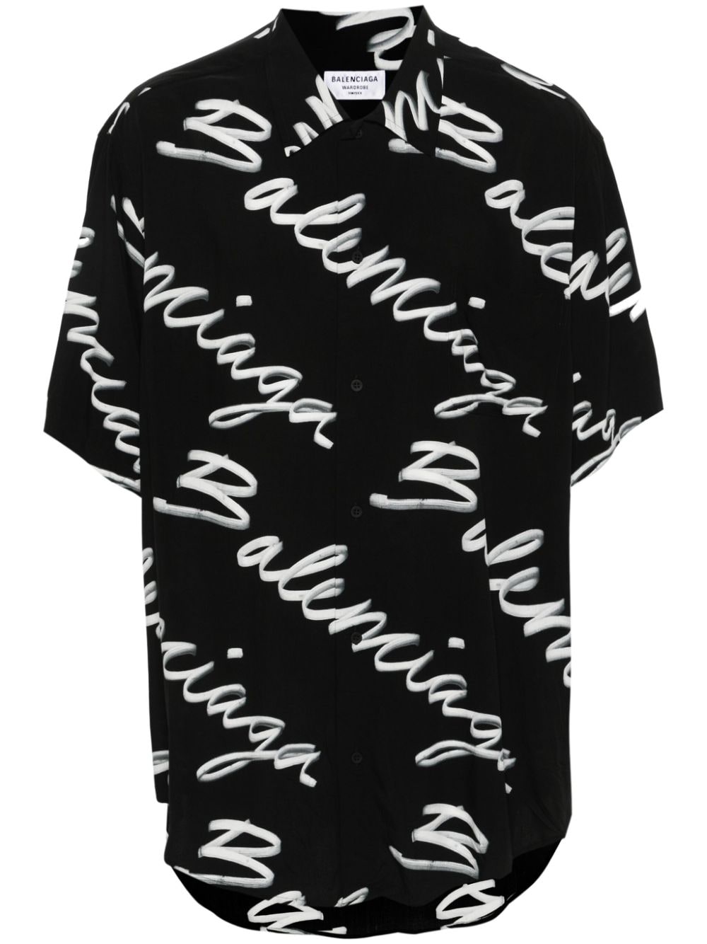 Balenciaga Logo-print Poplin Shirt In Black