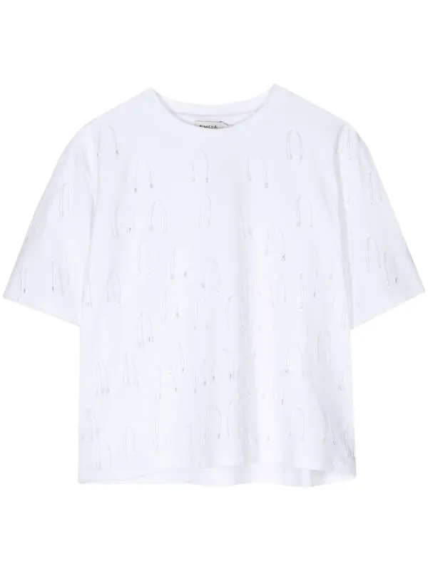 Simkhai Amaru String-embellished T-shirt in White