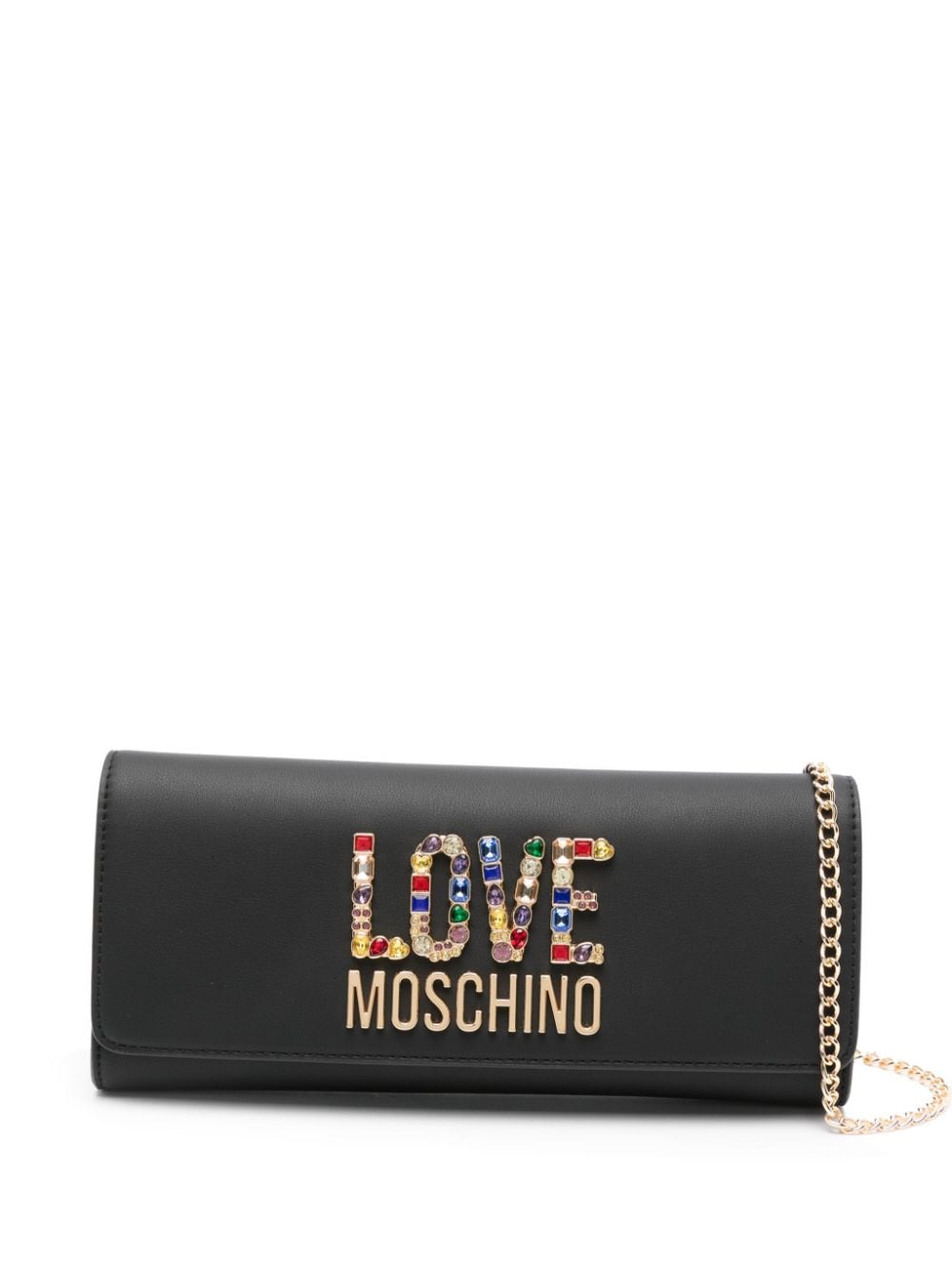 Love Moschino Clutch met logo Zwart