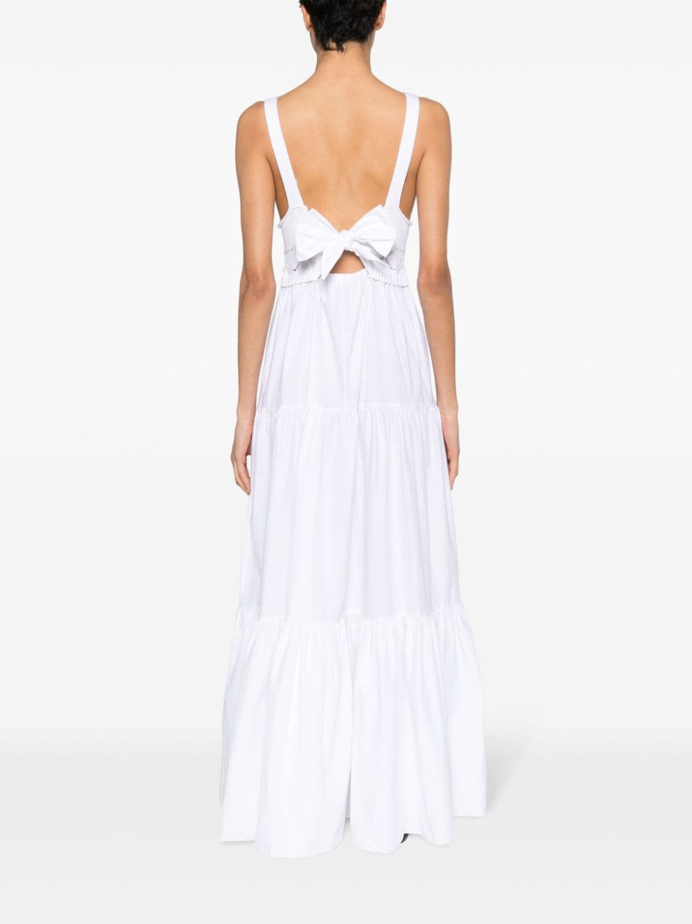Shop Liu •jo Crochet-knit Cotton Maxi Dress In White