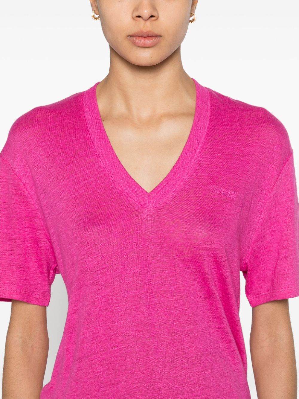BOSS T-shirt met V-hals Roze
