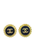 CHANEL Pre-Owned 1995 CC button clip-on earrings - Black