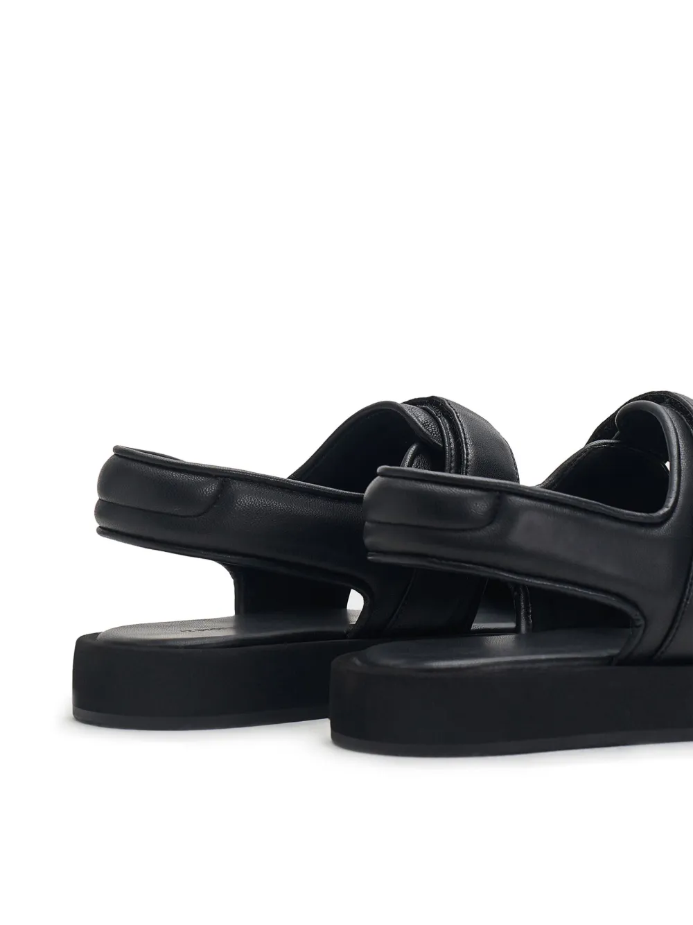 12 Storeez Touch-strap Leather Sandals In 黑色