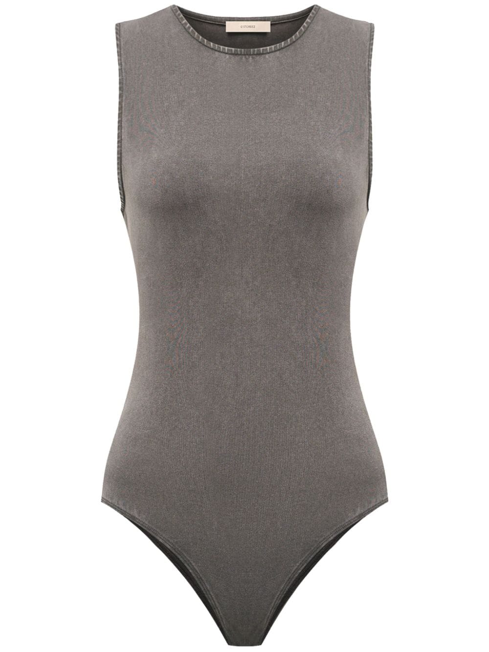 12 Storeez Round-neck Cotton-blend Bodysuit In 灰色