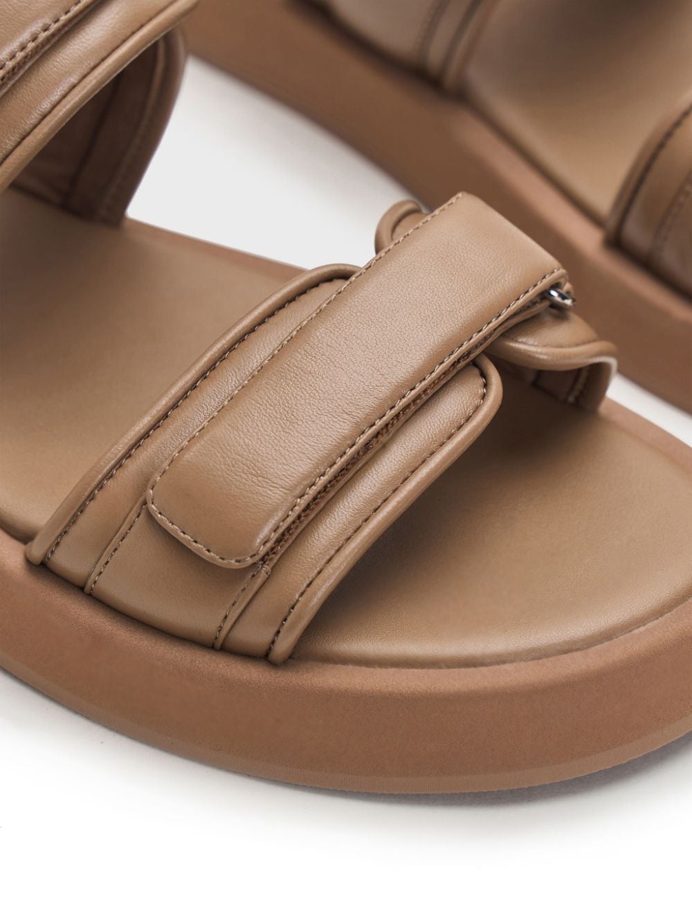 Shop 12 Storeez Padded Leather Sandals In Neutrals