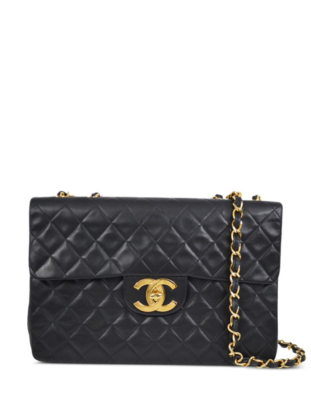 Pre-owned Chanel 1992 Maxi Classic Flap Shoulder Bag In Black