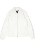 Man On The Boon. zip-up varsity leather jacket - White