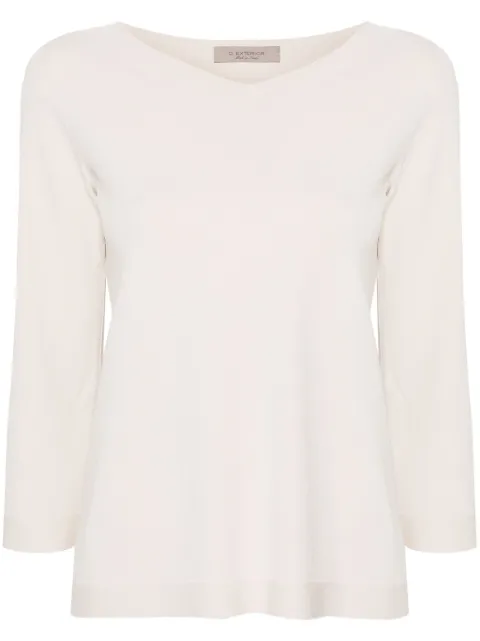 D.Exterior V-neck compact-knit jumper