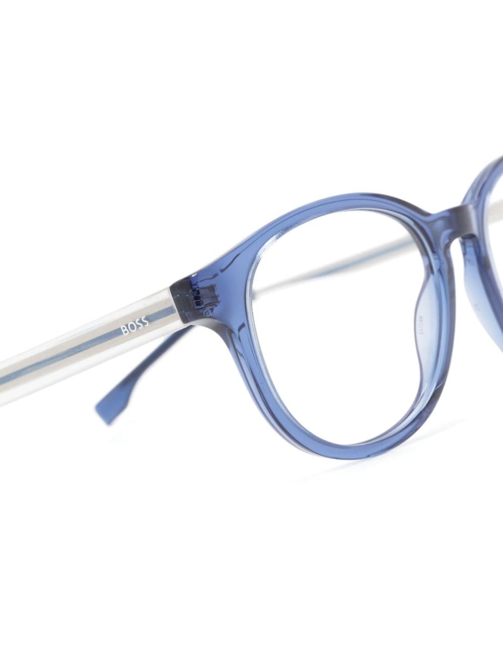 Shop Hugo Boss Round-frame Glasses In Blau