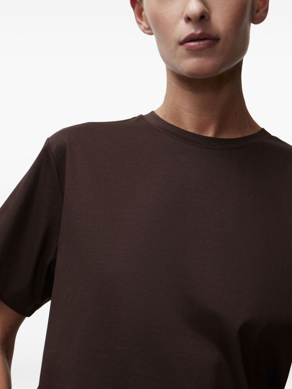 Shop 12 Storeez Round-neck Cotton T-shirt In Brown