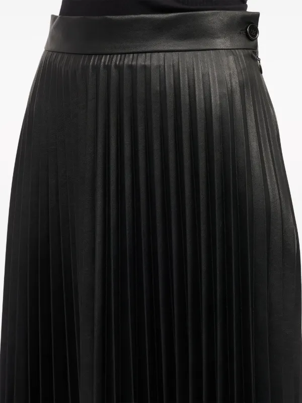 MM6 Maison Margiela Pleated faux-leather Midi Skirt | Black