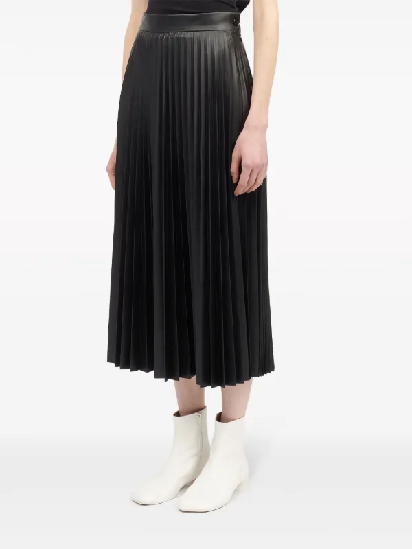 国内発送【Mm6 Maison Margiela】プリーツミディレザースカート MM6 Maison Margiela アニマルフリーレザー スカート | ブラック