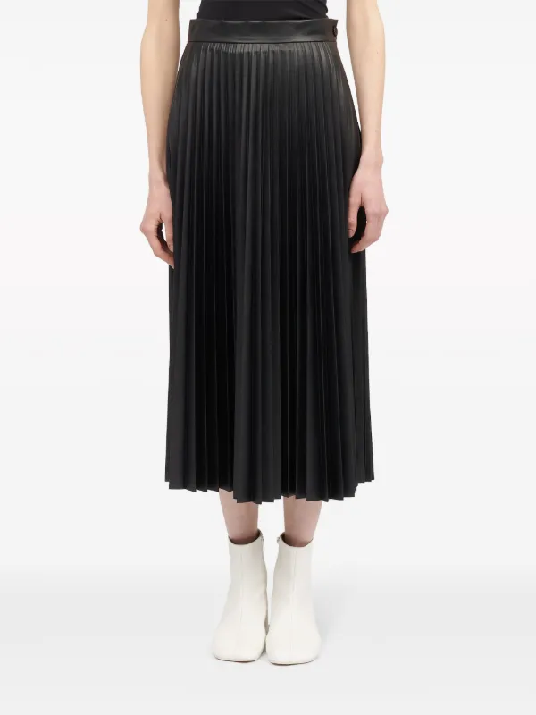 MM6 MAISON MARGIELA 国内買付 SKIRT MM6 Maison Margiela Pleated faux-leather Midi Skirt | Black