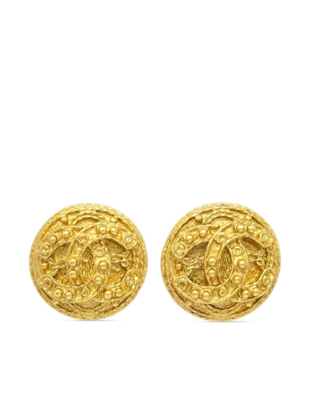 Pre-owned Chanel 1994 Cc Clip-on Earrings In Gold