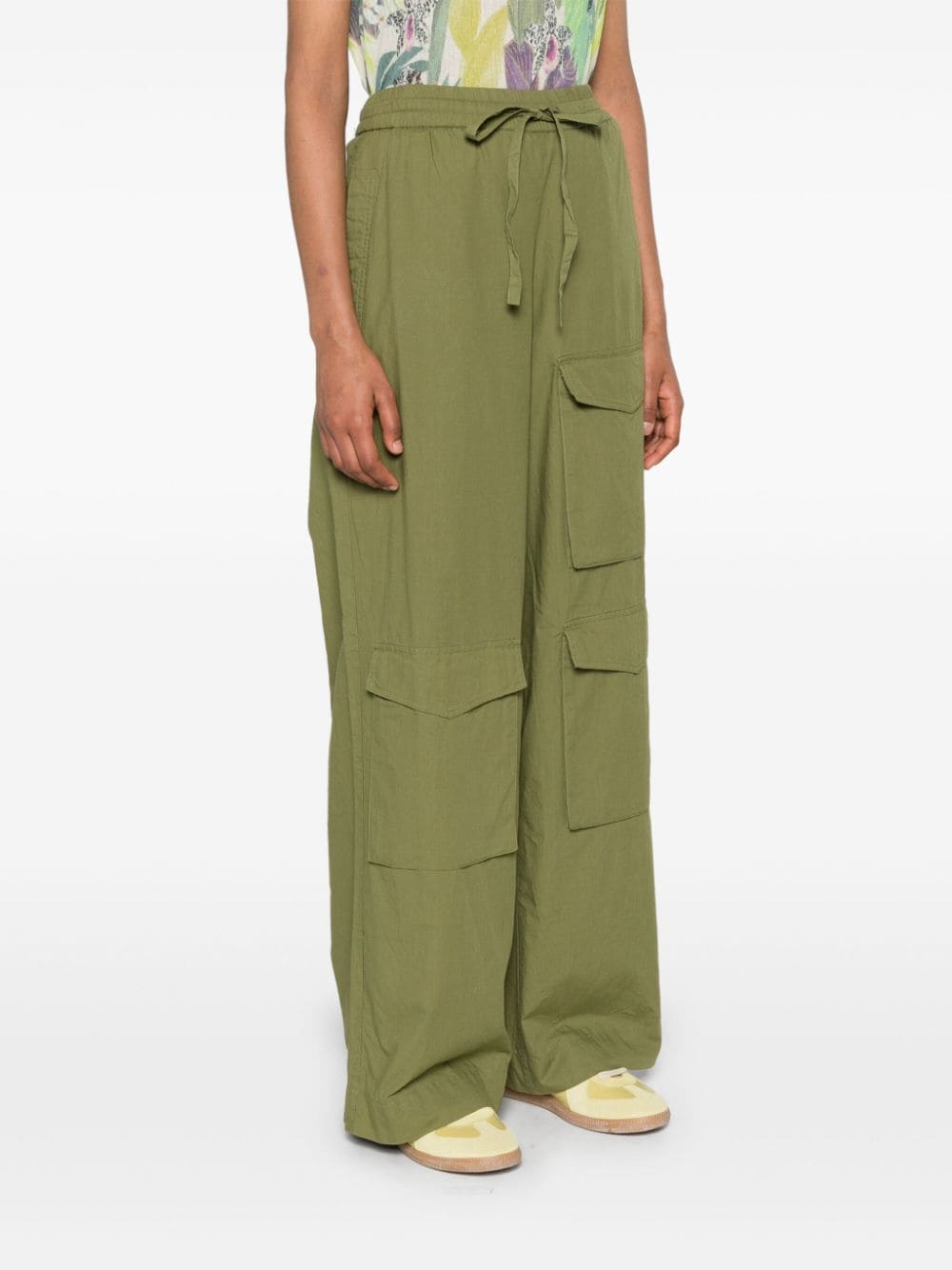 Shop Essentiel Antwerp Fopy Wide-leg Cargo Trousers In Green